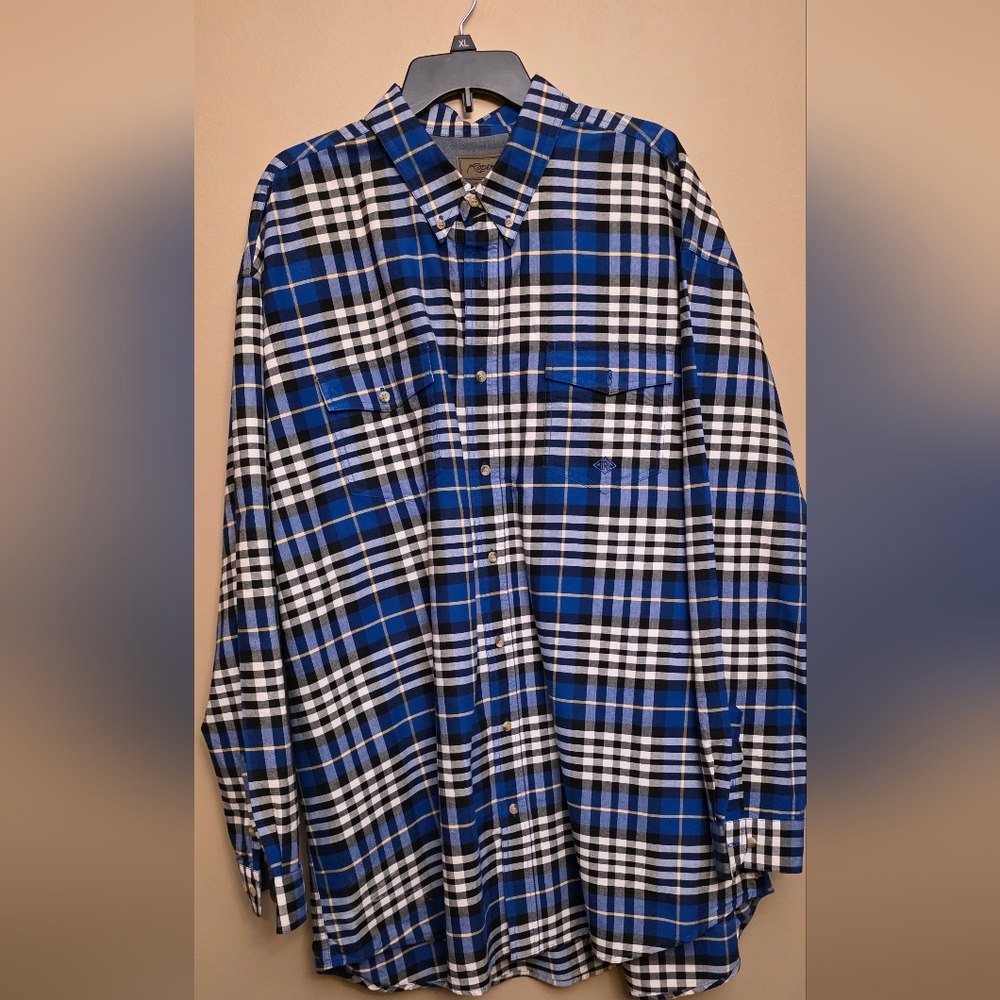 Blue and White Plaid Roper 3xt Men's Shirt